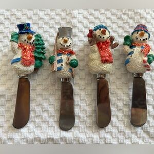 Snowman cheese/condiment spreaders